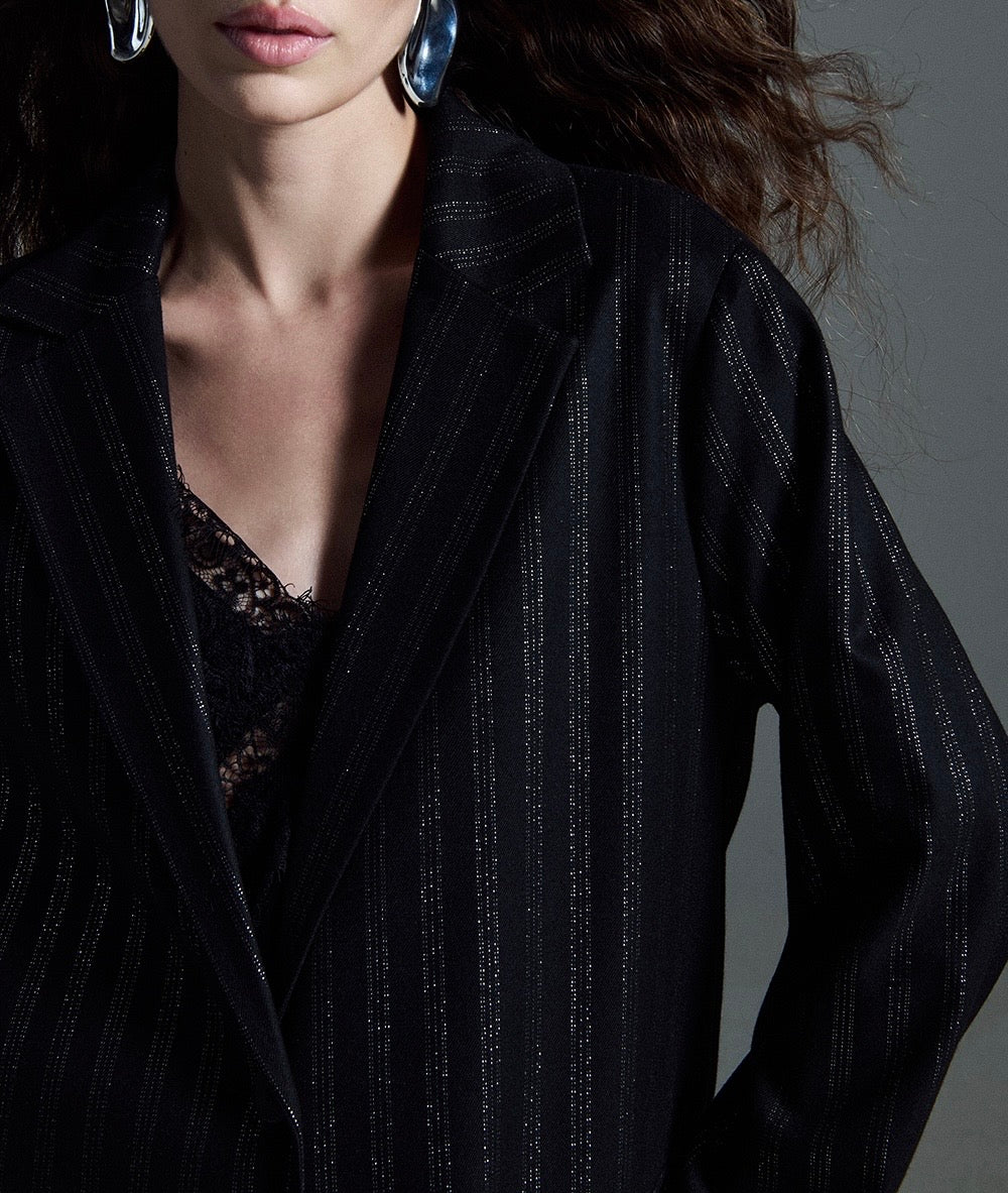 Giacca gessato lurex