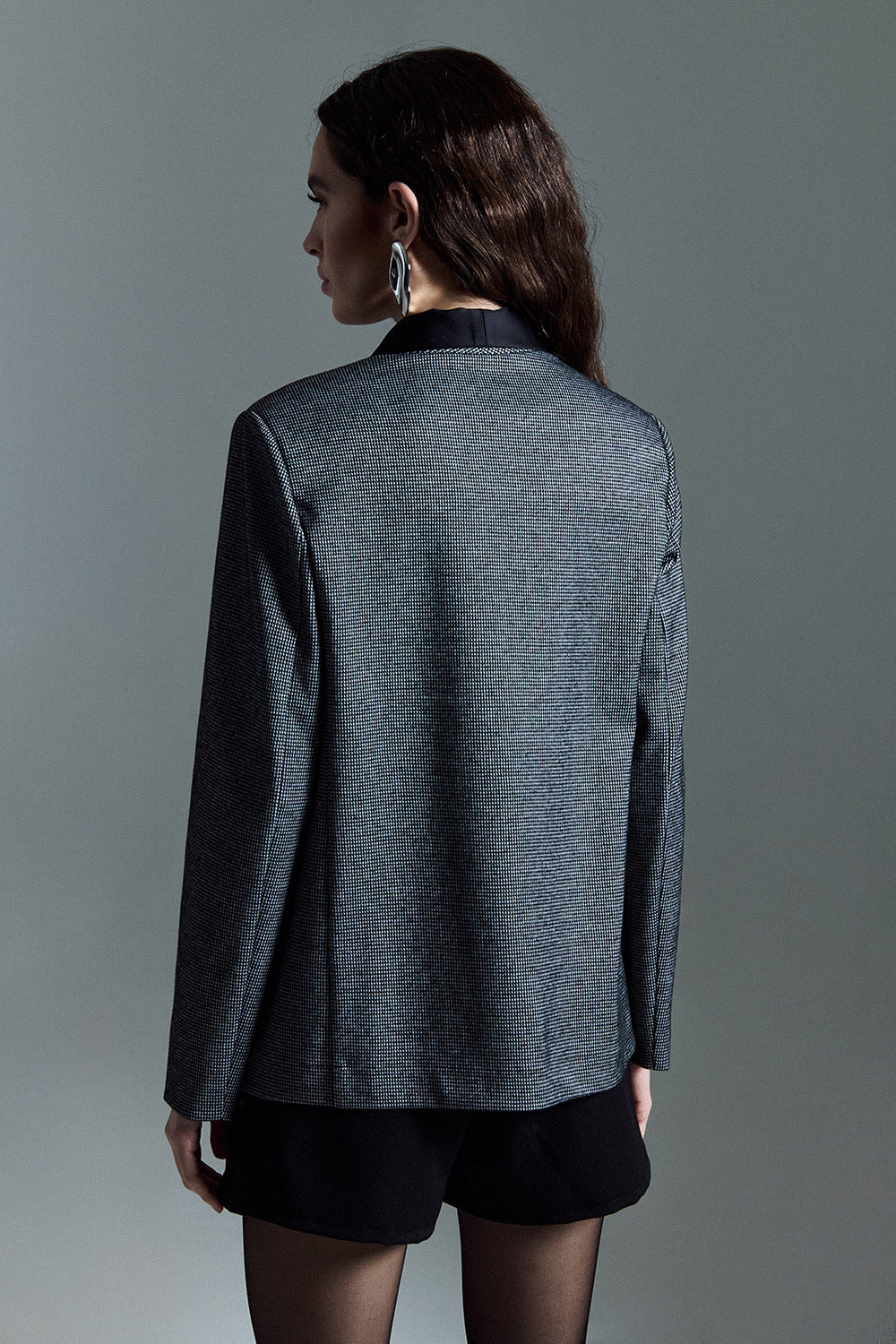 Giacca Pied De Poule Rever Raso