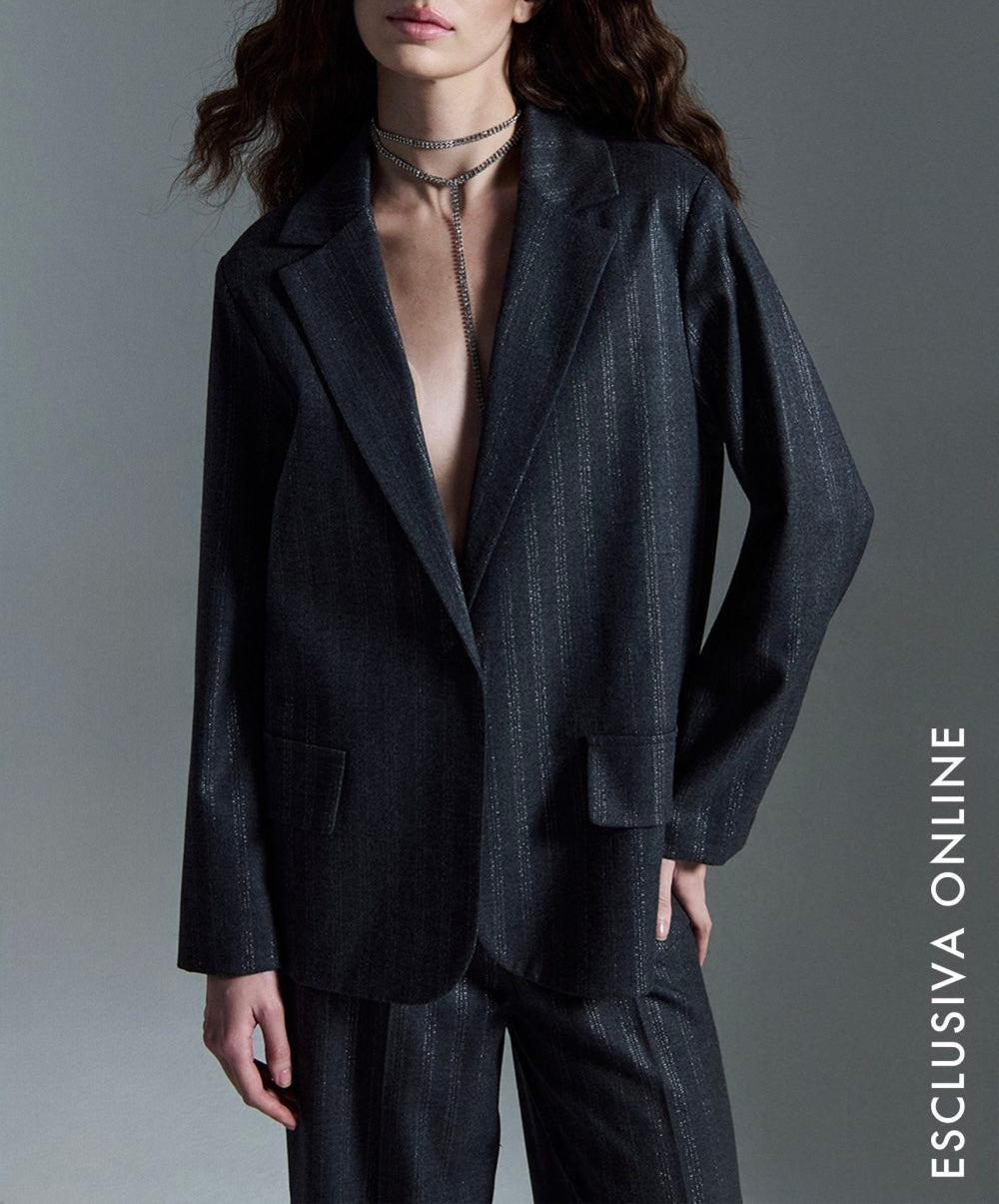 Giacca gessato lurex