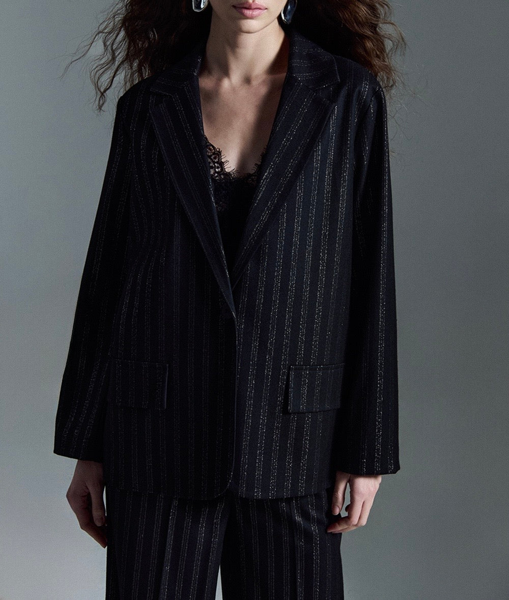 Giacca gessato lurex